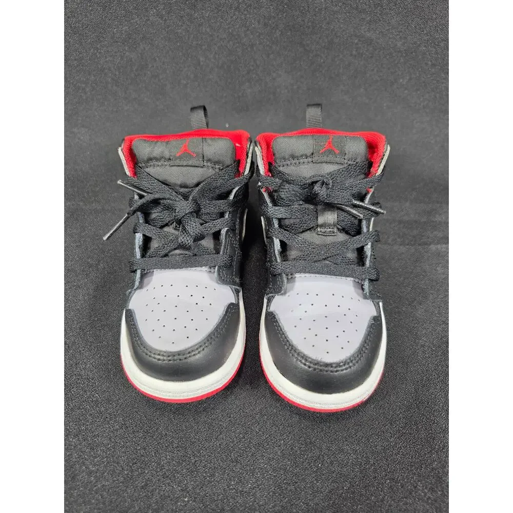 Nike Air Jordan 1 Mid Bred Shadow Black Grey Red Toddler Size 9C